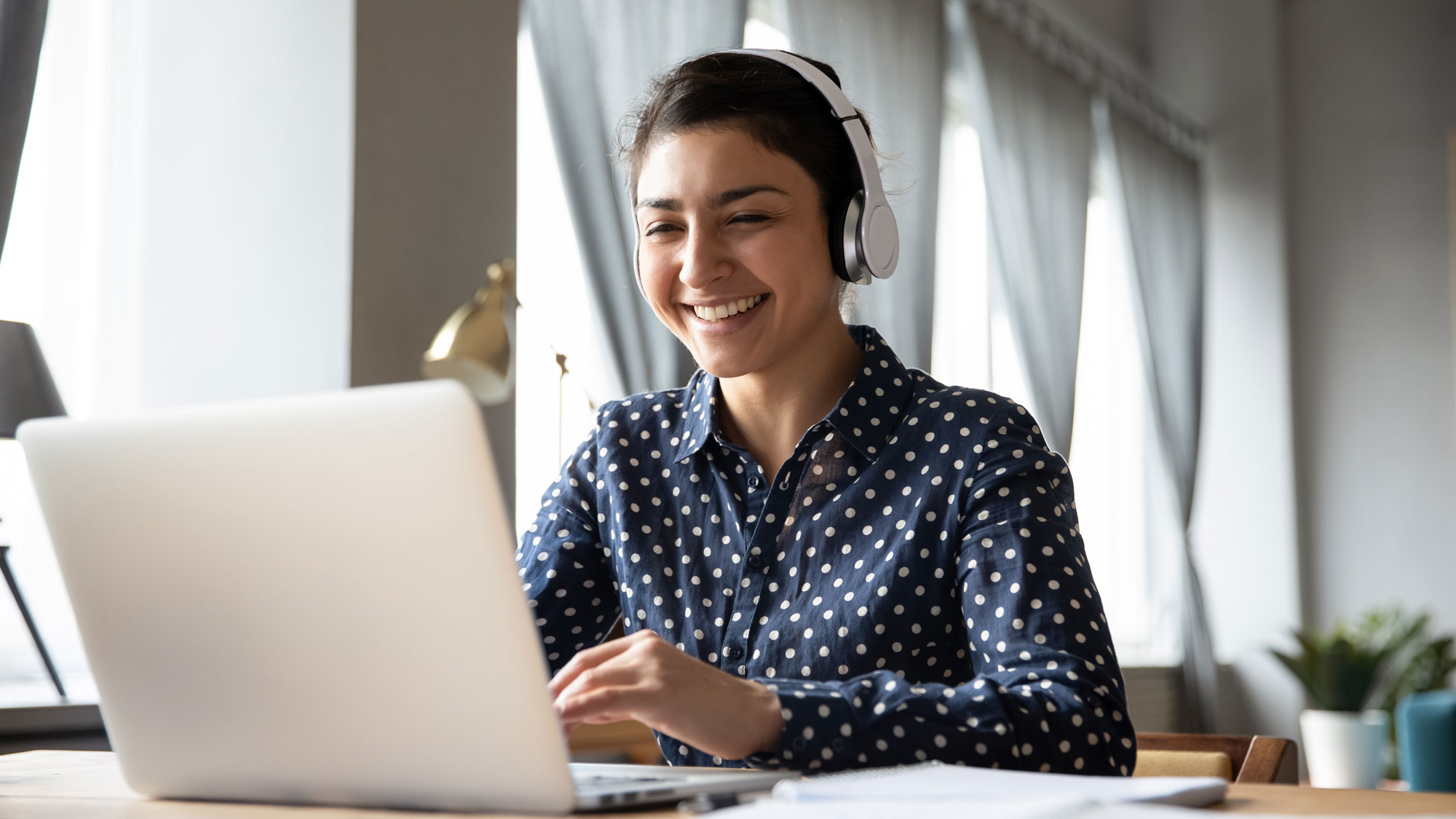 Happy student benefiting from online learning