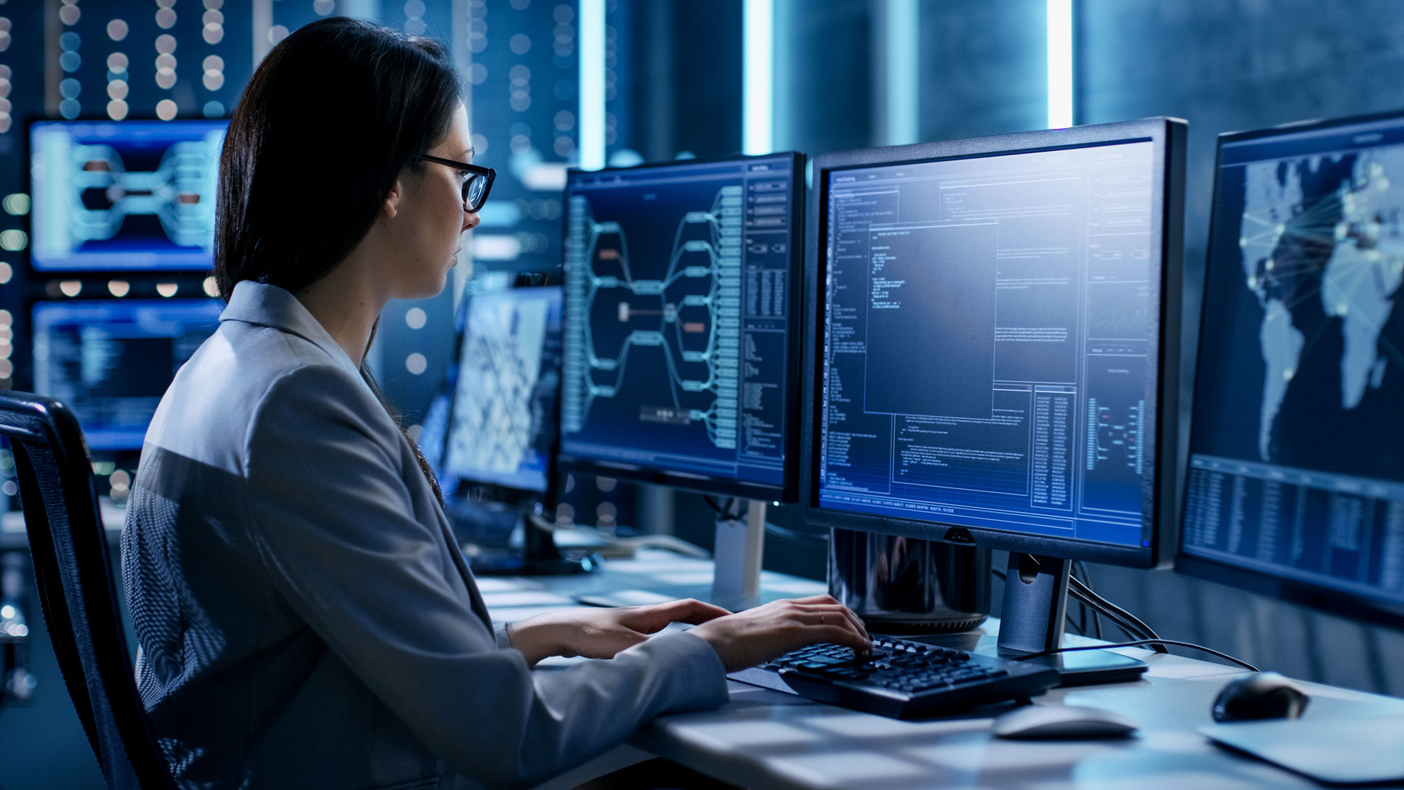 An engineer controlling information system in computer